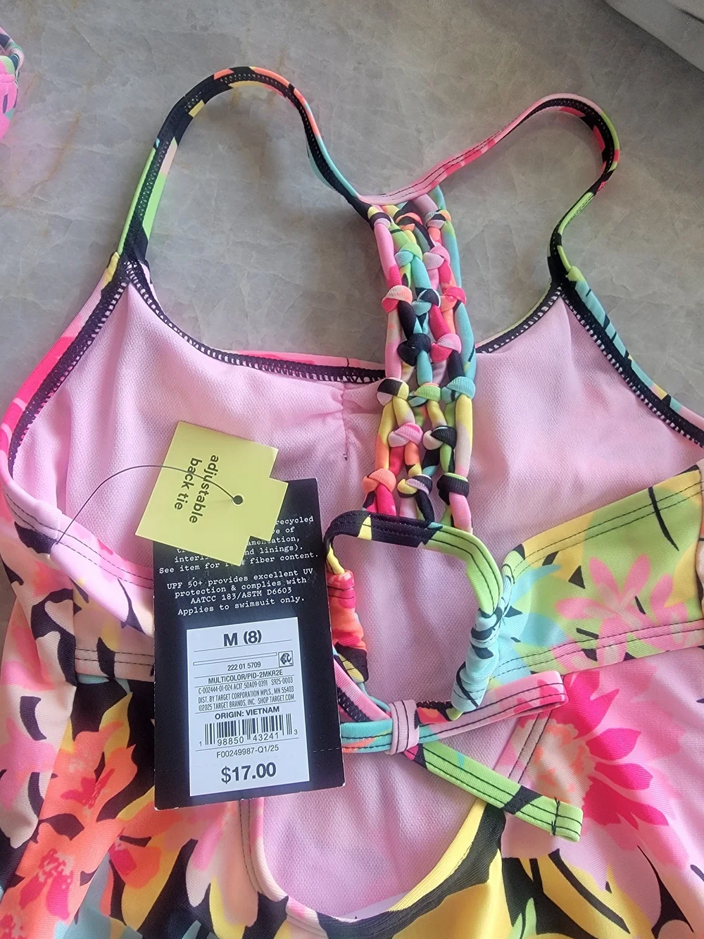 Girls' Sunrise Blooms Floral Printed One Piece Swimsuit art class Sz S(6/7) M(8)